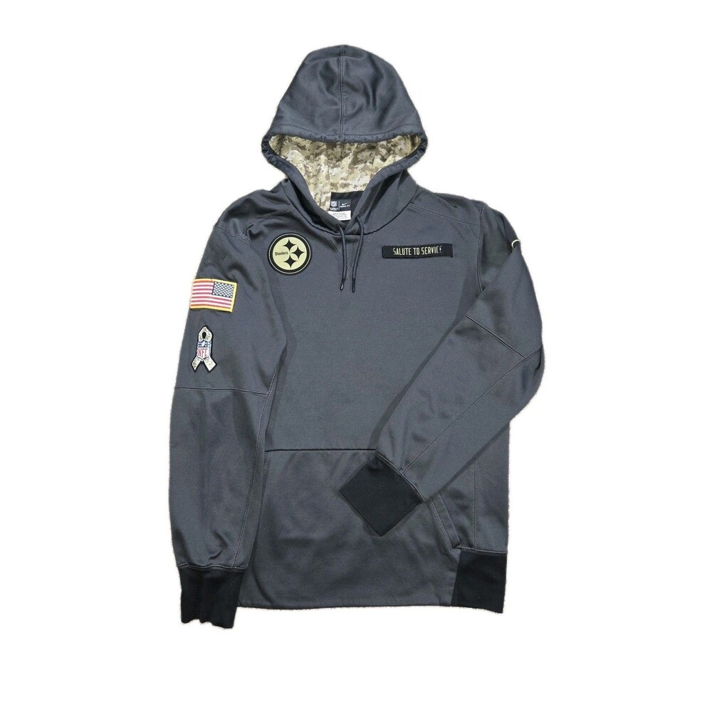 Nike Pittsburgh Steelers Salute To Service Therma-FIT Hoodie Mens M NFL Gray